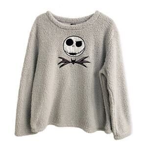 Nightmare Before Christmas PJ Top Jack Skellington Gray Pajama Shirt Size Large